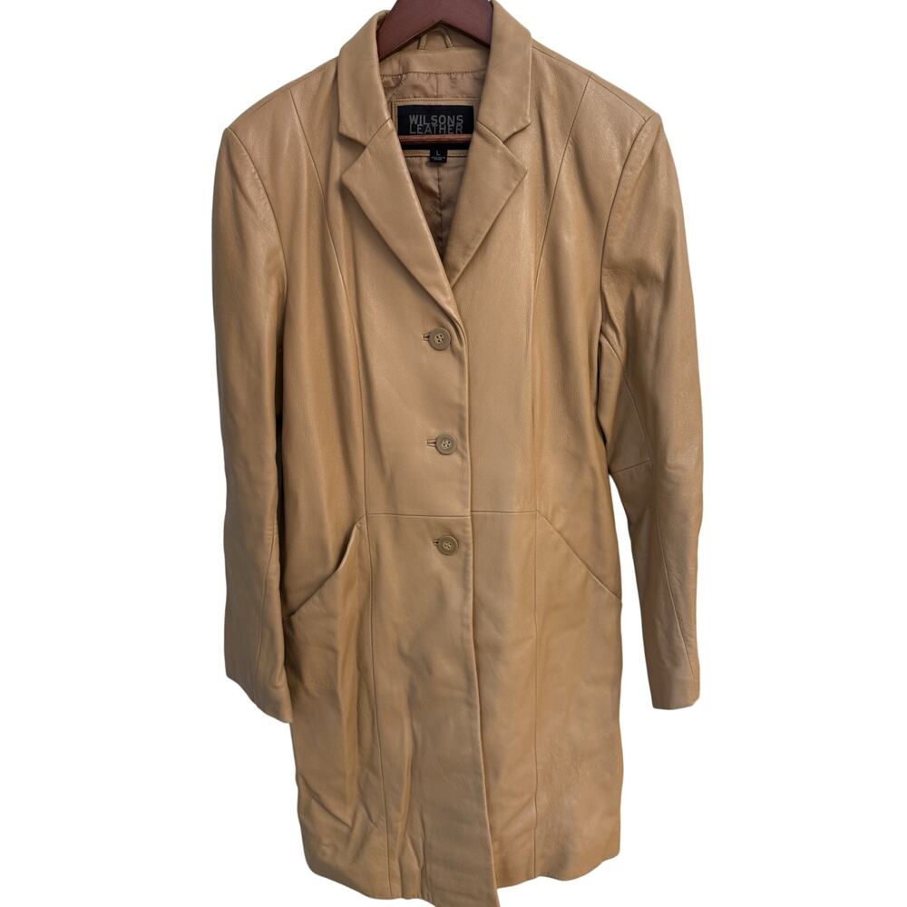 Wilsons Leather Pelle Studio Women's Large Vintage Y2K Camel Leather Mid-Length